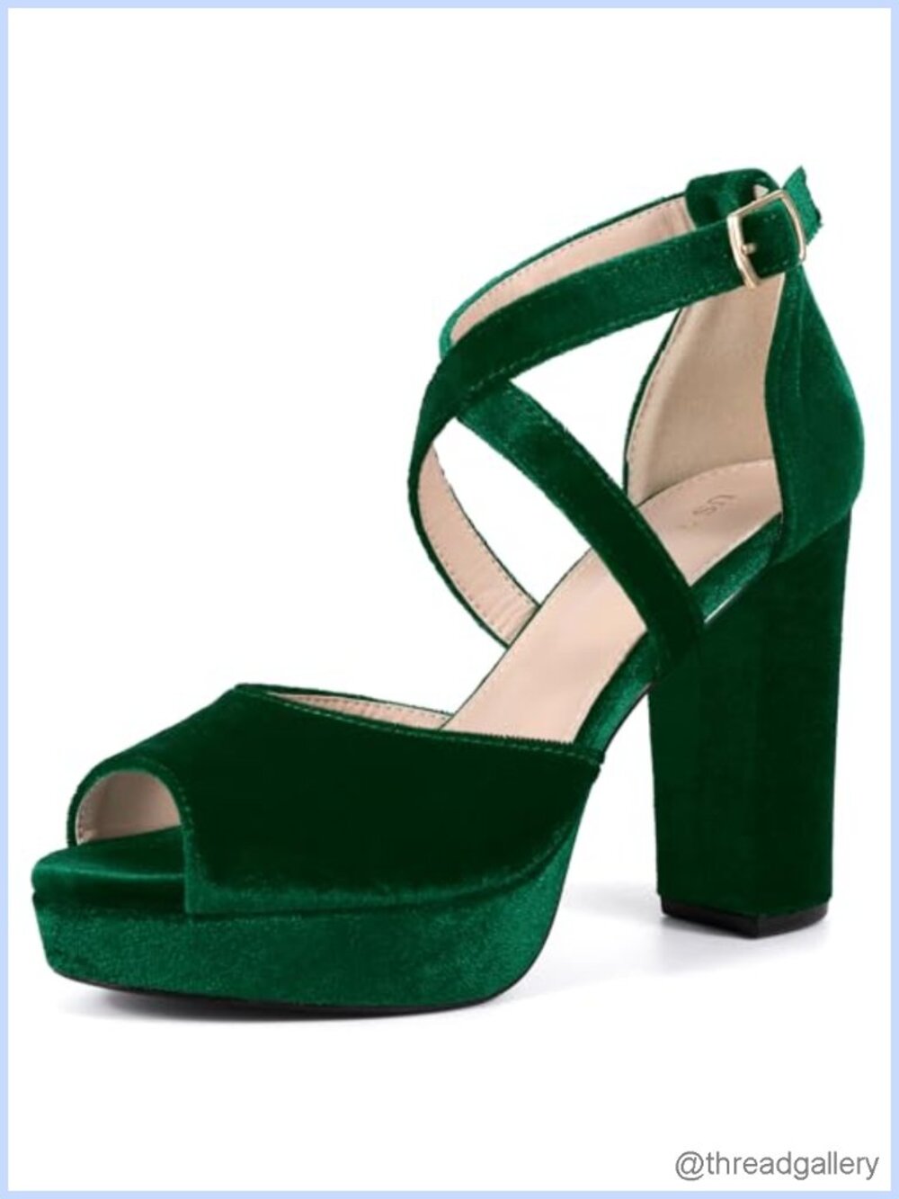 Faux Velvet Peep Toe Platform Block Heel Sandals for Women